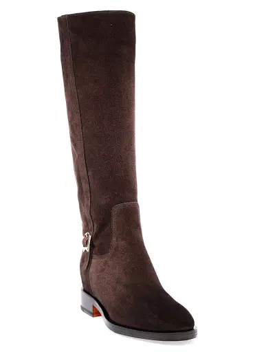 Santoni Women's Suede Buckle Equestrian Boots - Dark Brown - Size 12 | Thumbnail 2 Santoni Women's Suede Buckle Equestrian Boots - Dark Brown - Size 12 | Thumbnail 2