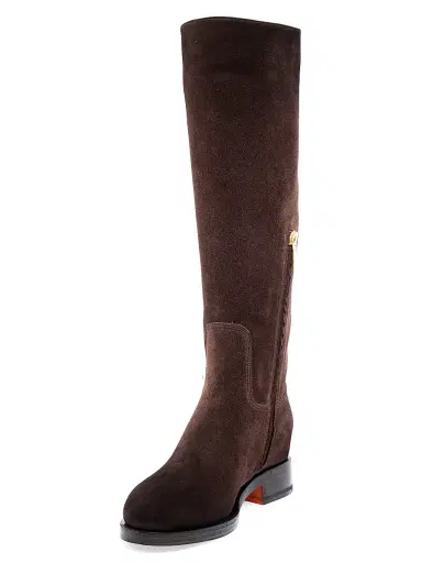Santoni Women's Suede Buckle Equestrian Boots - Dark Brown - Size 12 | Thumbnail 4 Santoni Women's Suede Buckle Equestrian Boots - Dark Brown - Size 12 | Thumbnail 4