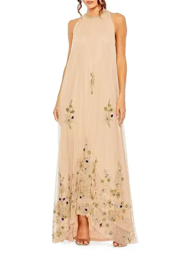 Mac Duggal Women's Embellished Tulle Trapeze Gown - Beige Gold - Size 20 | Thumbnail 1 Mac Duggal Women's Embellished Tulle Trapeze Gown - Beige Gold - Size 20 | Thumbnail 1
