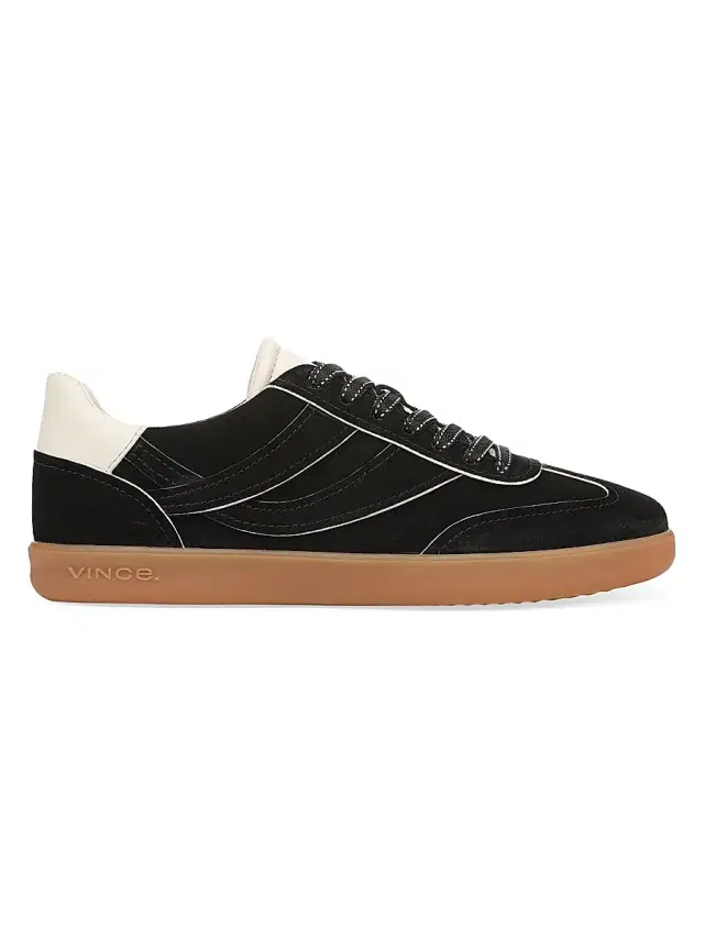 Vince Women's Oasis Edge Paint Suede Low-Top Sneakers - Black