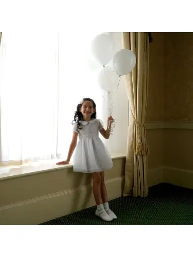 Rachel Riley Little Girl's & Girl's Organza Pintuck Dress - White | Thumbnail 3 Rachel Riley Little Girl's & Girl's Organza Pintuck Dress - White | Thumbnail 3