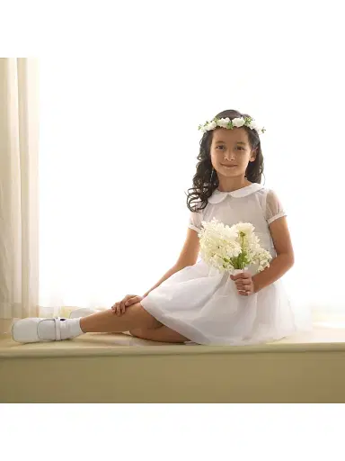 Rachel Riley Little Girl's & Girl's Organza Pintuck Dress - White | Thumbnail 4 Rachel Riley Little Girl's & Girl's Organza Pintuck Dress - White | Thumbnail 4