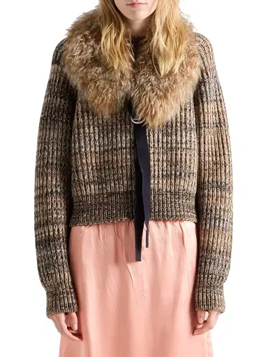 Prada Women's Wool and Cashmere Crew-Neck Sweater - Brown | Thumbnail 2 Prada Women's Wool and Cashmere Crew-Neck Sweater - Brown | Thumbnail 2