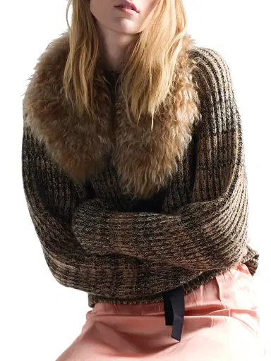 Prada Women's Wool and Cashmere Crew-Neck Sweater - Brown | Thumbnail 4 Prada Women's Wool and Cashmere Crew-Neck Sweater - Brown | Thumbnail 4