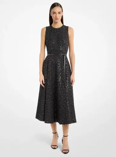 Michael Kors Collection Sequined Denim Tweed Dress | Thumbnail 3