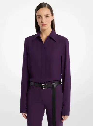 Michael Kors Collection Hansen Silk Georgette Shirt | Thumbnail 2 Michael Kors Collection Hansen Silk Georgette Shirt | Thumbnail 2