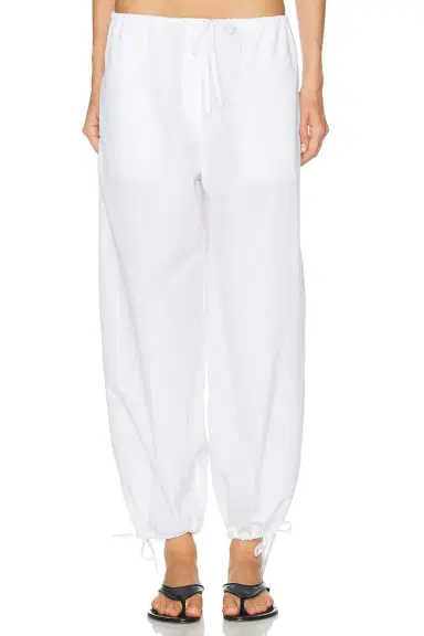 TOTEME Drawstring Cotton Trouser | Thumbnail 1 TOTEME Drawstring Cotton Trouser | Thumbnail 1