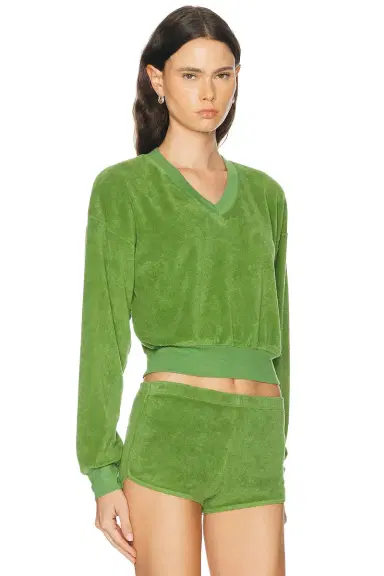 ÉTERNE Cropped V-Neck Sweatshirt | Thumbnail 2