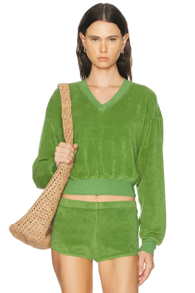 Cropped V-Neck Sweatshirt