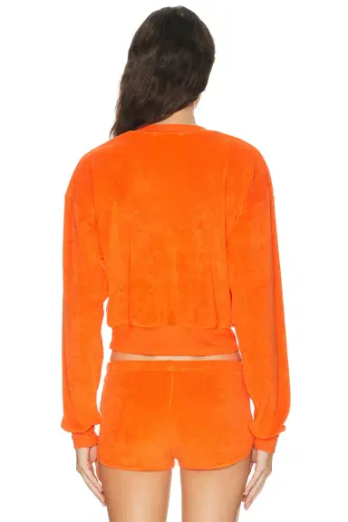 ÉTERNE Cropped V-Neck Terry Sweatshirt | Thumbnail 3