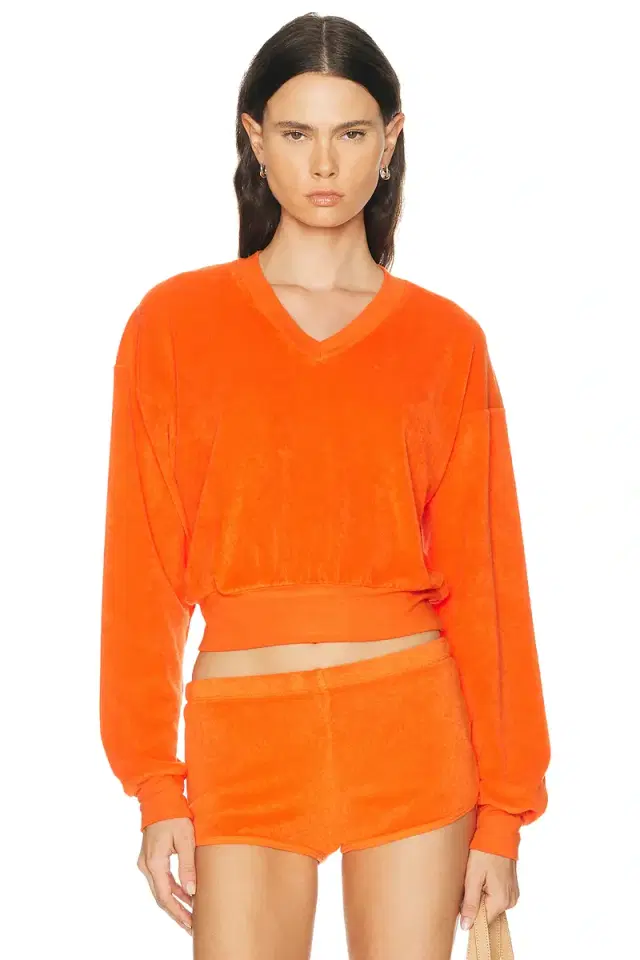 Eterne Cropped V-Neck Terry Sweatshirt