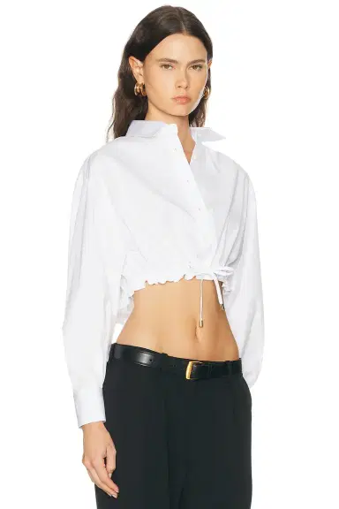 Carolina Herrera Long Sleeve Button Down Cropped Top | Thumbnail 2 Carolina Herrera Long Sleeve Button Down Cropped Top | Thumbnail 2