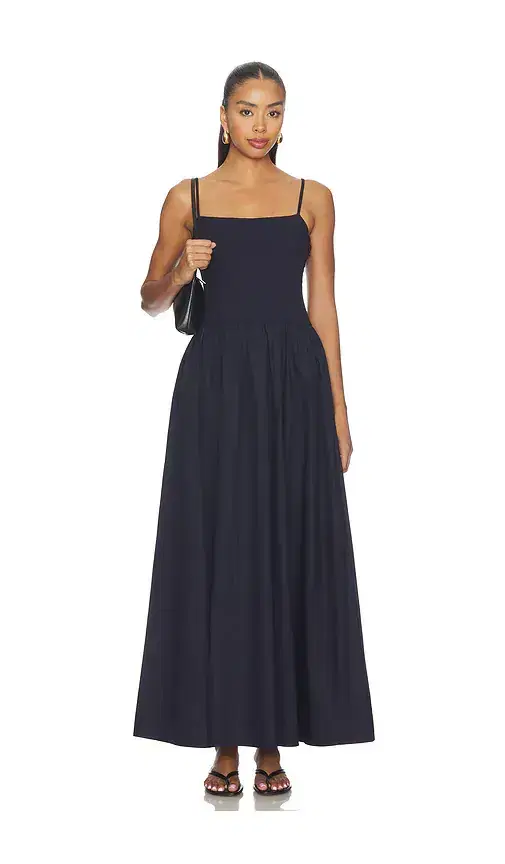 Poplin String Drop Waist Maxi Dress