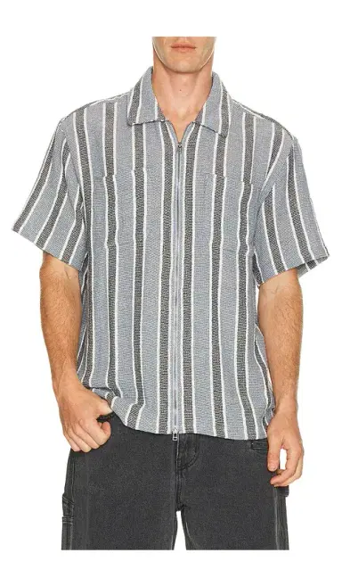 Brixton The Dexter Textured Stripe Short Sleeve Shirt | Thumbnail 1 Brixton The Dexter Textured Stripe Short Sleeve Shirt | Thumbnail 1