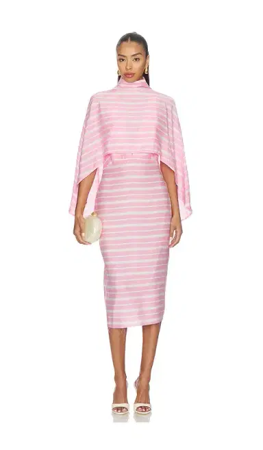 Milkwhite Midi V-neck Dress With Flower Detail | Thumbnail 4