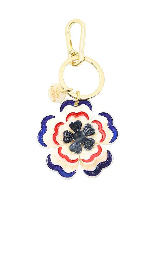 Solar Eclipse Hand-Painted Americana Flower Bag Charm & Keychain