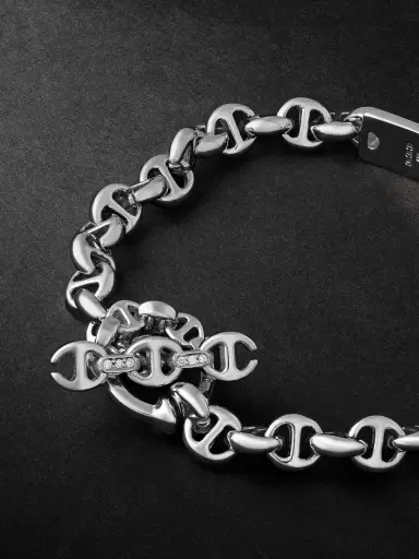 Hoorsenbuhs Open-Link Monogram 5mm Sterling Silver Diamond Bracelet - Men | Thumbnail 3 Hoorsenbuhs Open-Link Monogram 5mm Sterling Silver Diamond Bracelet - Men | Thumbnail 3