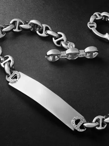 Hoorsenbuhs Open-Link Monogram 5mm Sterling Silver Diamond Bracelet - Men | Thumbnail 4 Hoorsenbuhs Open-Link Monogram 5mm Sterling Silver Diamond Bracelet - Men | Thumbnail 4