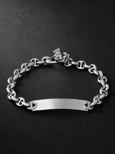 Hoorsenbuhs Open-Link Monogram 5mm Sterling Silver Diamond Bracelet - Men | Thumbnail 1 Hoorsenbuhs Open-Link Monogram 5mm Sterling Silver Diamond Bracelet - Men | Thumbnail 1