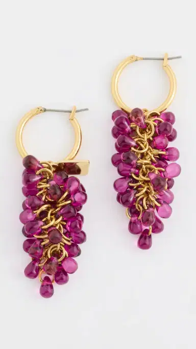 KENNETH JAY LANE Grape Drop Earrings Gold/Purple One Size | Thumbnail 2