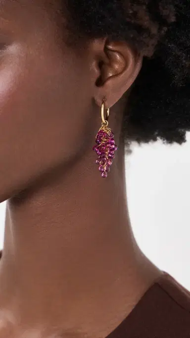 KENNETH JAY LANE Grape Drop Earrings Gold/Purple One Size | Thumbnail 3