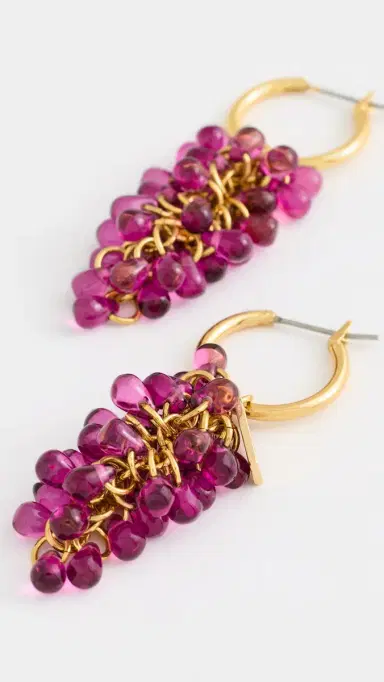 KENNETH JAY LANE Grape Drop Earrings Gold/Purple One Size | Thumbnail 4