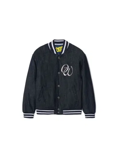 Off-White Script Denim Varsity Jacket | Thumbnail 2