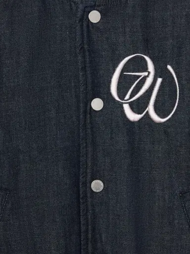 Off-White Script Denim Varsity Jacket | Thumbnail 3