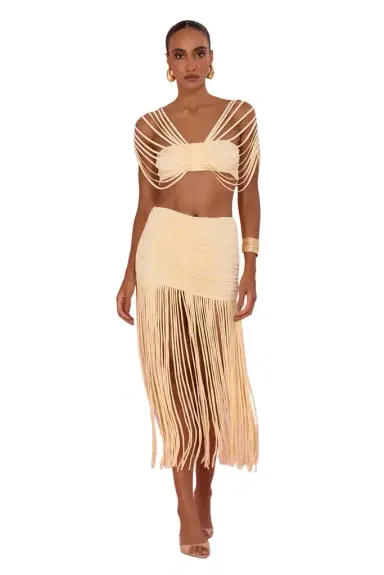PatBo LYRIA JERSEY FRINGE MAXI SKIRT | Thumbnail 1