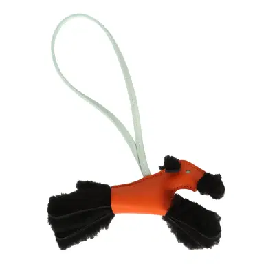 HERMÈS Hermes Budy Bag Charm Black, Feu and Vert Peppermint Milo Lambskin and Merino Wool | Thumbnail 3 HERMÈS Hermes Budy Bag Charm Black, Feu and Vert Peppermint Milo Lambskin and Merino Wool | Thumbnail 3