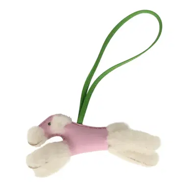 HERMÈS Hermes Budy Bag Charm Mauve Sylvestre, Vert Yucca and Ecru Milo Lambskin and Merino Wool | Thumbnail 1 HERMÈS Hermes Budy Bag Charm Mauve Sylvestre, Vert Yucca and Ecru Milo Lambskin and Merino Wool | Thumbnail 1