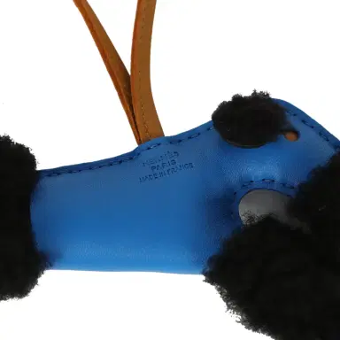HERMÈS Hermes Budy Charm Bleu Hydra, Sesame, Black Milo Lambskin and Merino Wool | Thumbnail 4 HERMÈS Hermes Budy Charm Bleu Hydra, Sesame, Black Milo Lambskin and Merino Wool | Thumbnail 4