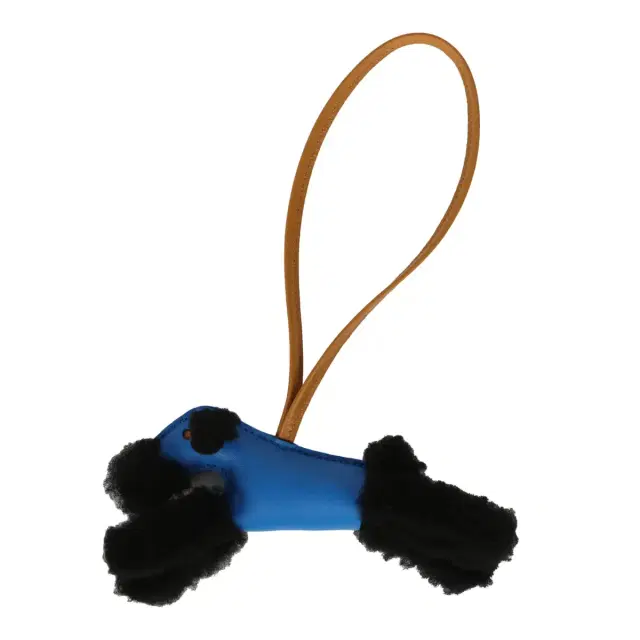 hermes Hermes Budy Charm Bleu Hydra, Sesame, Black Milo Lambskin and Merino Wool