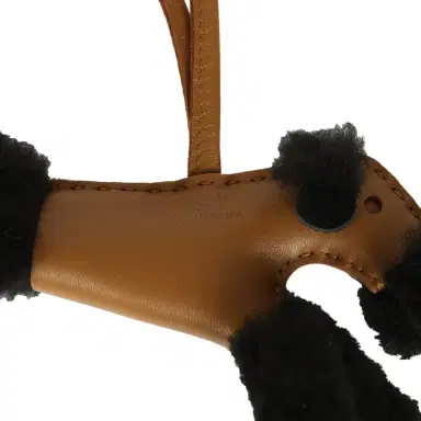 HERMÈS Hermes Budy Charm Kraft and Black Milo Lambskin and Merino Sheepskin | Thumbnail 4 HERMÈS Hermes Budy Charm Kraft and Black Milo Lambskin and Merino Sheepskin | Thumbnail 4