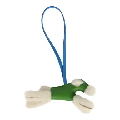 HERMÈS Hermes Budy Charm Vert Yucca and Bleu Hydra Milo Lambskin and Ecru Merino Wool | Thumbnail 2 HERMÈS Hermes Budy Charm Vert Yucca and Bleu Hydra Milo Lambskin and Ecru Merino Wool | Thumbnail 2