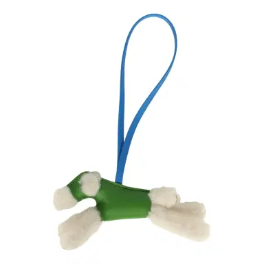 HERMÈS Hermes Budy Charm Vert Yucca and Bleu Hydra Milo Lambskin and Ecru Merino Wool | Thumbnail 1 HERMÈS Hermes Budy Charm Vert Yucca and Bleu Hydra Milo Lambskin and Ecru Merino Wool | Thumbnail 1