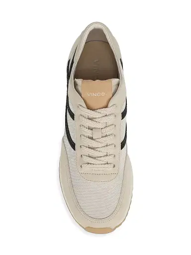 Vince Women's Santa Monica Contrast-Striped Suede Low-Top Sneakers - Moonlight Black - Size 11 | Thumbnail 4