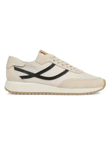 Vince Women's Santa Monica Contrast-Striped Suede Low-Top Sneakers - Moonlight Black - Size 11 | Thumbnail 1