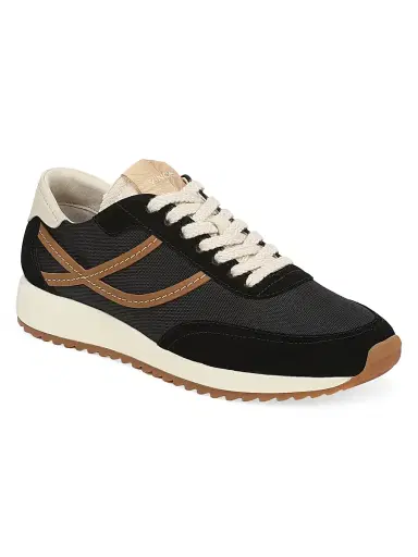 Vince Women's Santa Monica Contrast-Striped Suede Low-Top Sneakers - Black Saddle - Size 11 | Thumbnail 2