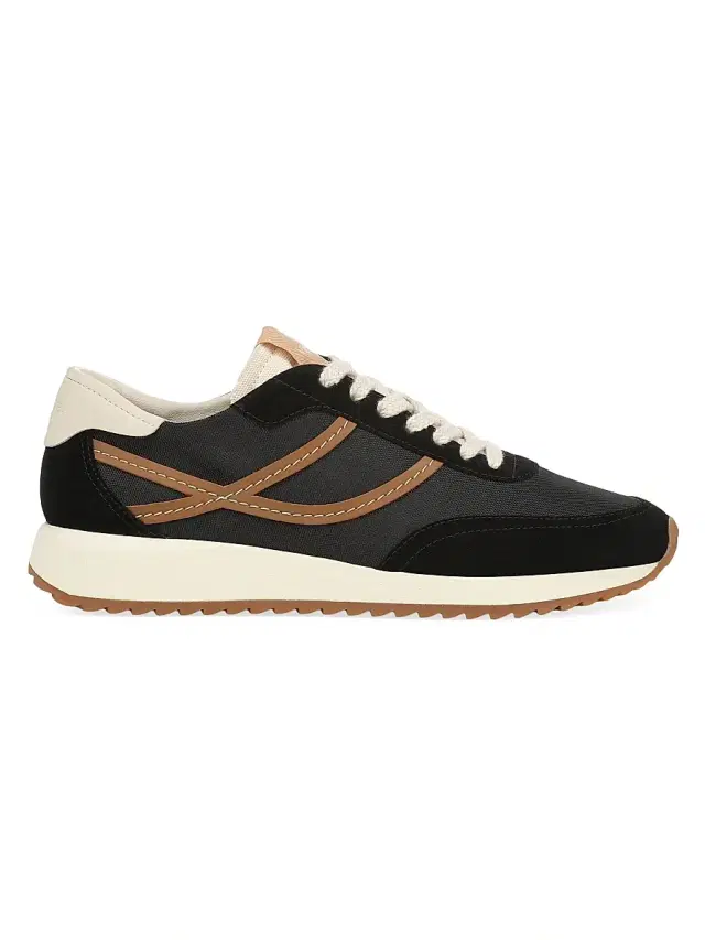 Women's Santa Monica Contrast-Striped Suede Low-Top Sneakers - Black Saddle