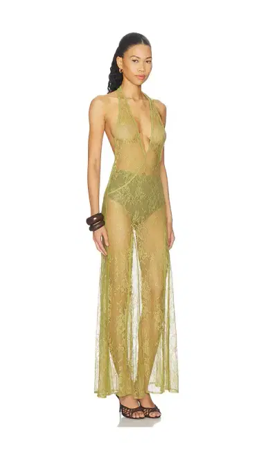 ADRIANA DEGREAS Lace Bare-back Maxi Dress | Thumbnail 2