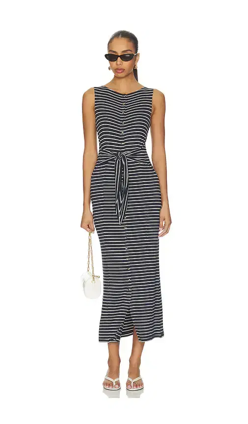 The Knit Button Tie Stripe Dress