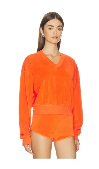 ÉTERNE Cropped V-Neck Sweatshirt | Thumbnail 2