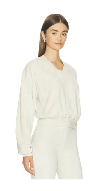 ÉTERNE Cropped V-Neck Sweatshirt | Thumbnail 2