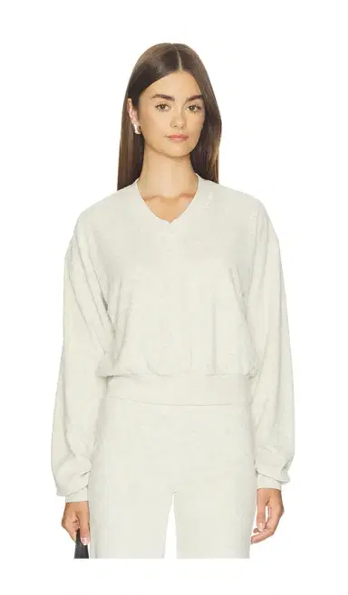 ÉTERNE Cropped V-Neck Sweatshirt | Thumbnail 1