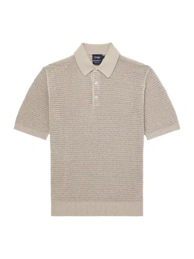 Drake's Mesh-Knit Cotton Polo Shirt - Men | Thumbnail 1 Drake's Mesh-Knit Cotton Polo Shirt - Men | Thumbnail 1