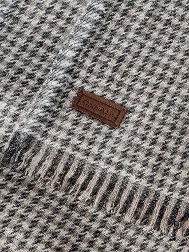 Canali Frayed Houndstooth Wool and Cashmere-Blend Scarf - Men | Thumbnail 4 Canali Frayed Houndstooth Wool and Cashmere-Blend Scarf - Men | Thumbnail 4
