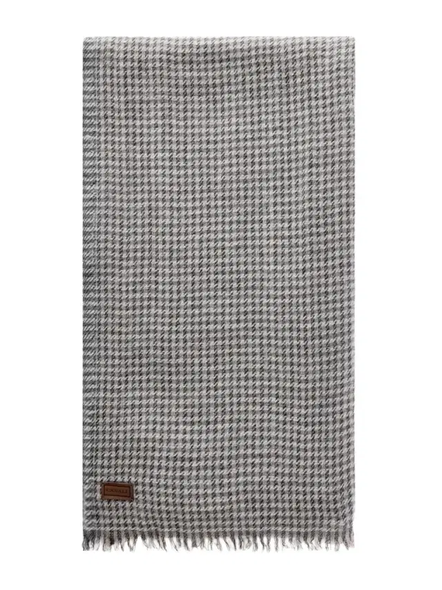 Canali Frayed Houndstooth Wool and Cashmere-Blend Scarf - Men