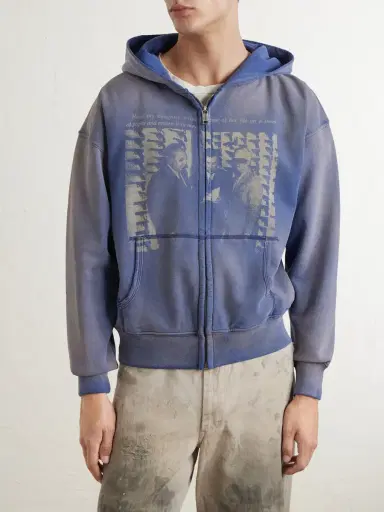 Enfants Riches Déprimés Daughter's Distressed Printed Cotton-Jersey Zip-Up Hoodie - Men | Thumbnail 3 Enfants Riches Déprimés Daughter's Distressed Printed Cotton-Jersey Zip-Up Hoodie - Men | Thumbnail 3