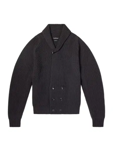 Tom Ford Double-Breasted Ribbed Cashmere and Wool-Blend Cardigan - Men | Thumbnail 1